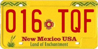 NM license plate 016TQF