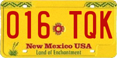NM license plate 016TQK
