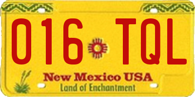 NM license plate 016TQL