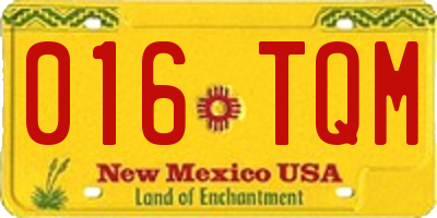 NM license plate 016TQM