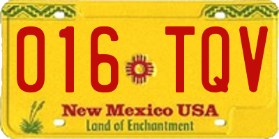NM license plate 016TQV