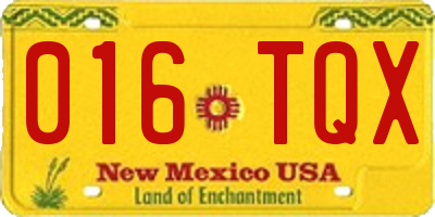 NM license plate 016TQX