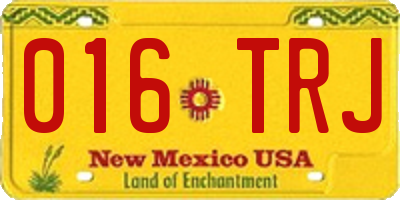 NM license plate 016TRJ