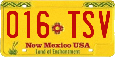 NM license plate 016TSV