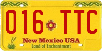 NM license plate 016TTC