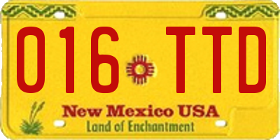 NM license plate 016TTD