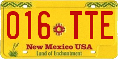 NM license plate 016TTE