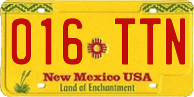 NM license plate 016TTN