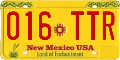 NM license plate 016TTR