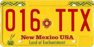 NM license plate 016TTX