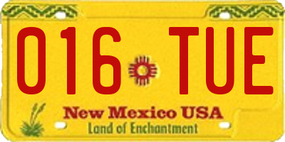 NM license plate 016TUE