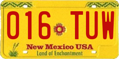 NM license plate 016TUW