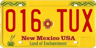 NM license plate 016TUX