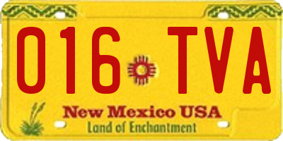 NM license plate 016TVA