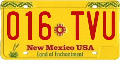 NM license plate 016TVU