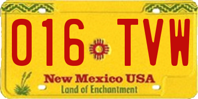 NM license plate 016TVW
