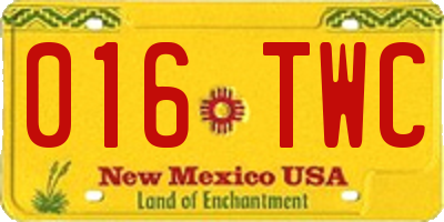 NM license plate 016TWC