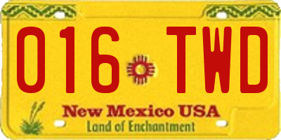 NM license plate 016TWD