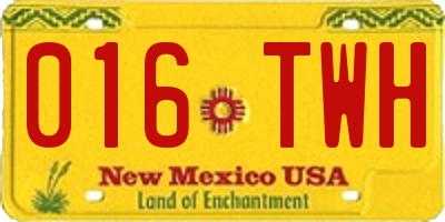 NM license plate 016TWH