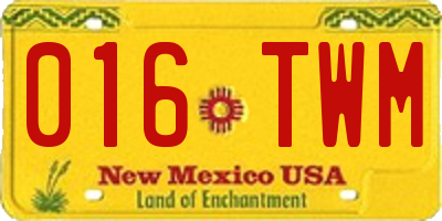 NM license plate 016TWM