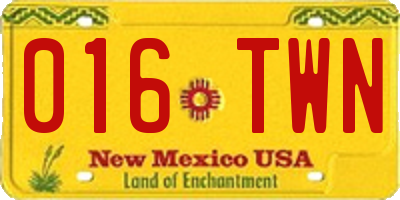 NM license plate 016TWN