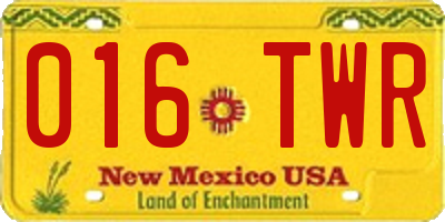 NM license plate 016TWR