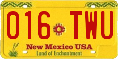 NM license plate 016TWU