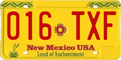 NM license plate 016TXF