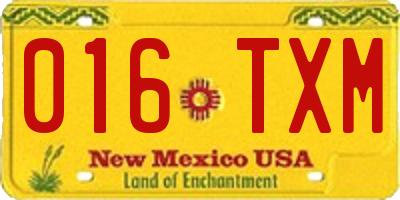 NM license plate 016TXM