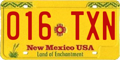 NM license plate 016TXN