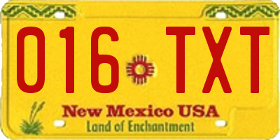 NM license plate 016TXT
