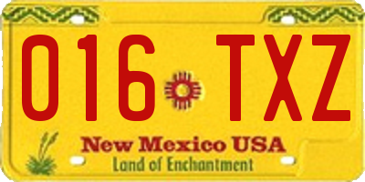 NM license plate 016TXZ