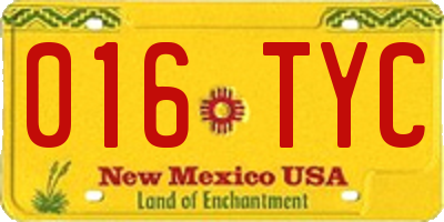 NM license plate 016TYC