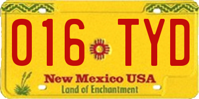 NM license plate 016TYD