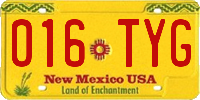 NM license plate 016TYG