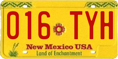 NM license plate 016TYH