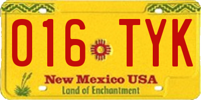 NM license plate 016TYK
