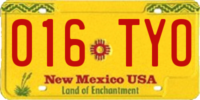 NM license plate 016TYO