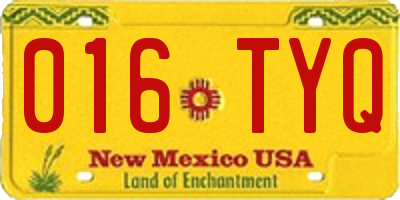 NM license plate 016TYQ