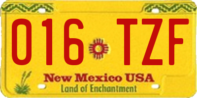 NM license plate 016TZF