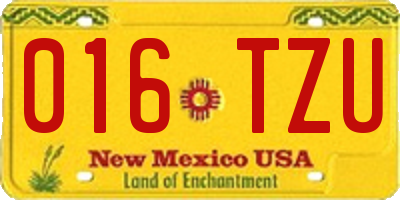 NM license plate 016TZU