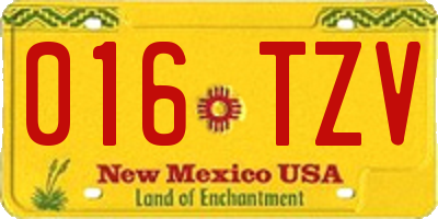 NM license plate 016TZV