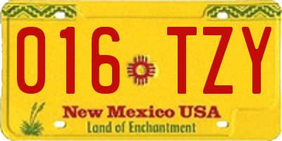 NM license plate 016TZY