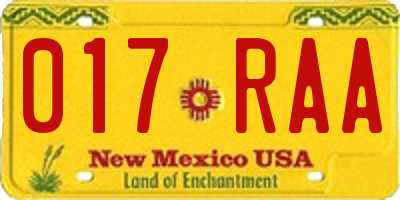 NM license plate 017RAA