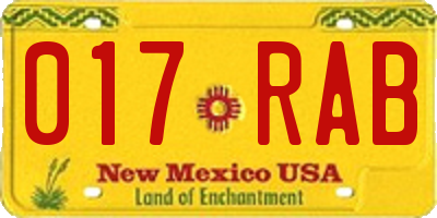 NM license plate 017RAB