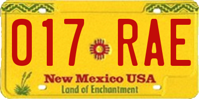 NM license plate 017RAE