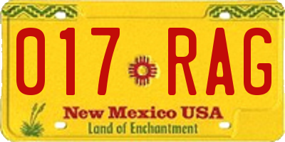 NM license plate 017RAG