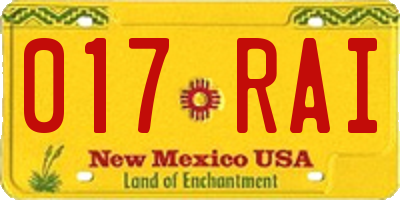 NM license plate 017RAI