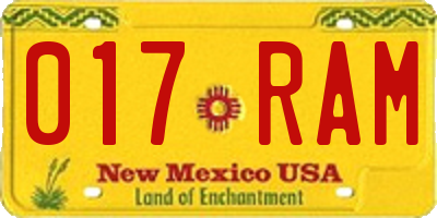 NM license plate 017RAM