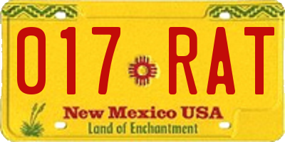 NM license plate 017RAT